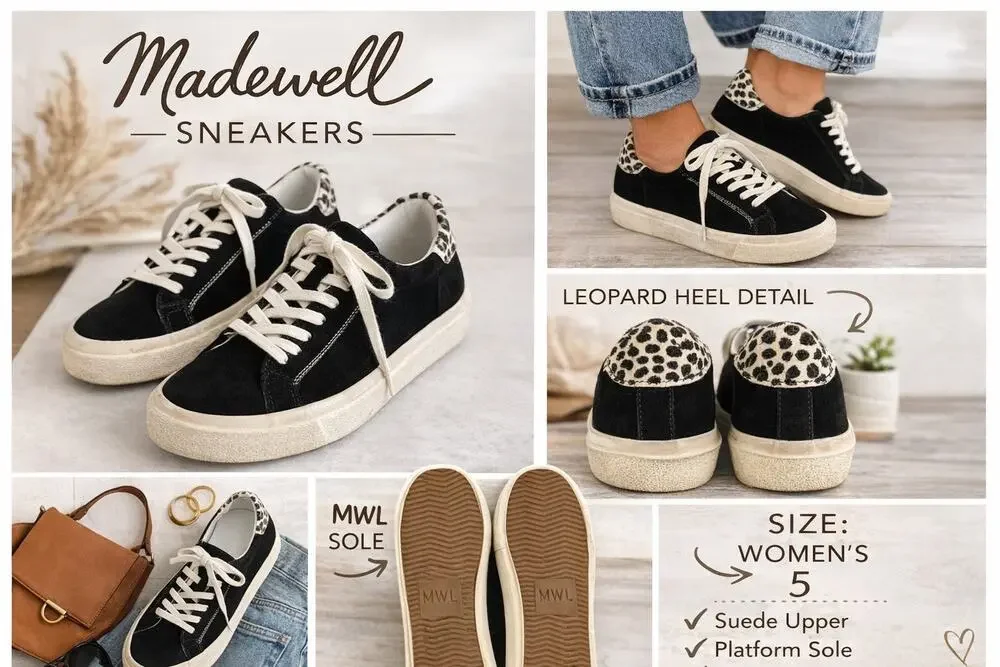 Madewell Sidewalk Low-Top Sneakers in Suede Spotted Calf Hair Size women Size 6